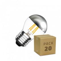Box of 20 3.5W G45 E27 Dimmable Chrome Reflect Small Classic Filament LED Bulbs Warm White -