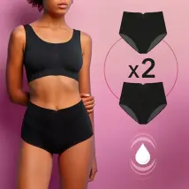 Lytess - Lot De 2 Culottes Menstruelles Taille Haute Flux Abondant - Noir - Taille S/M