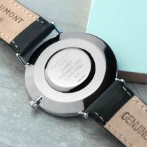Personalised Watch with Black Leather Strap