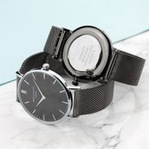 Personalised Metallic Charcoal and Black Mesh Watch