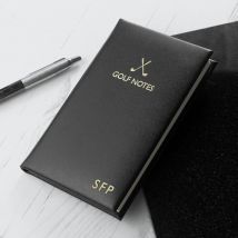 Personalised Luxury Leather Golf Notebook - Black