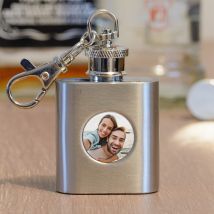 Personalised Mini Photo Hip Flask with Keyring