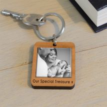 Personalised Wooden Photo and Message Keyring