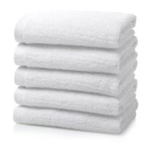 Box of 1200 White Egyptian Double Yarn Cotton Large Face Cloths 600 GSM 33x33cm