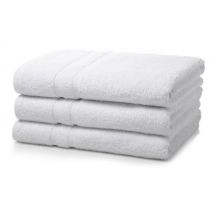 Single Piece White Hotel Institutional Bath Towel 400 GSM 2 Stripe - 70cm x 120cm