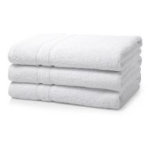 Box of 120 White Thick Hotel Bath Towel 500 GSM 2 Stripe - 70cm x 130cm