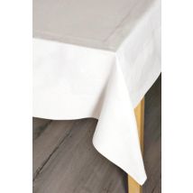 Damask Satin Band Table Cloths & Napkins Cotton White -  54x108'' (137x274 cm)