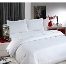 White Satin Stripe Duvet Covers Cotton Rich Easy Care Super King