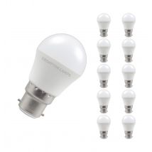 Crompton Lamps LED Golfball 4.9W B22 (10 Pack) Cool White Opal (40W Eqv)