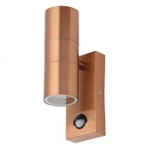 Zink LETO Outdoor Up and Down Wall Light with PIR Copper