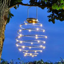 Smart Solar LED 22cm SPIRALIGHT Hanging Lantern Warm White Copper