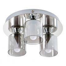 Spa Patras 3-Light Flush Ceiling Light Smoke Glass and Chrome