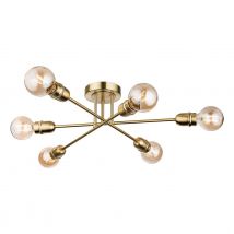 Firstlight Trident Modern Style 6-Light Flush Ceiling Light Brushed Brass