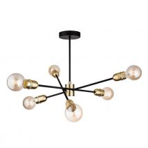 Firstlight Trident Modern Style 6-Light Semi-Flush Ceiling Light Black and Brushed Brass