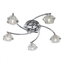 Firstlight Clara Contemporary Style 5-Light Flush Ceiling Light in Chrome and Clear Glass
