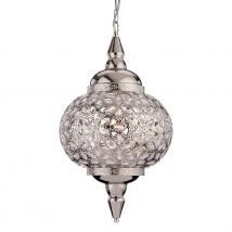 Firstlight Taj Middle Eastern Style 29cm Pendant Light in Chrome and Clear Acrylic Glass
