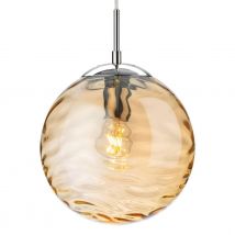 Firstlight Mercury Decorative-Wave Style 25cm Pendant Light in Chrome and Amber Glass