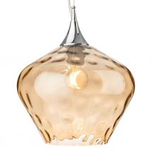 Firstlight Titan Decorative-Wave Style 30cm Pendant Light in Chrome and Amber Glass