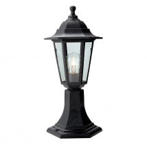 Firstlight Malmo Anti-Corrosion Style Pillar Post Light in Black and Clear Glass