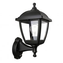 Firstlight Palma Anti-Corrosion Style Uplight Lantern PIR Sensor in Black and Clear Glass