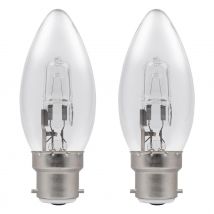 Status Halogen Candle 28W B22 Dimmable Energy Saver Warm White Clear (2-Pack)
