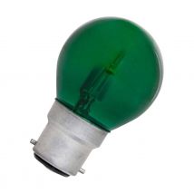 Opus Halogen Golfball Light Bulb B22 28W Dimmable Green Round Bayonet Coloured