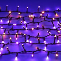 Festive 50m Indoor & Outdoor Halloween String Lights 2000 Purple & Orange LEDs