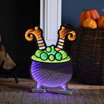 Festive 40cm Halloween Witches Cauldron with Legs Infinity Light