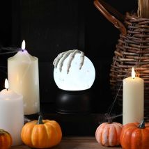 Festive 15cm Battery Operated Lit Skeleton Hand Water Globe