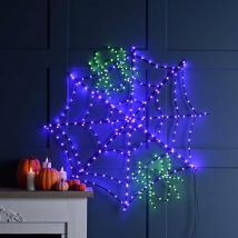 Festive Spiders with Web Lit Halloween Decoration