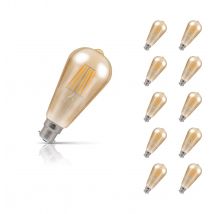 10-Pack Crompton ST64 LED Light Bulbs B22 7.5W (50W Eqv) Dim Extra Warm White Antique Squirrel Cage Filament Bayonet Vintage Edison