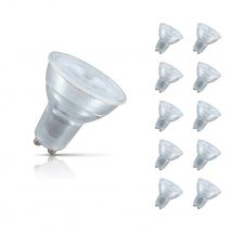 10-Pack Crompton GU10 LED Bulbs 4.5W (50W Eqv) Cool White Clear Halogen Replacement 35°