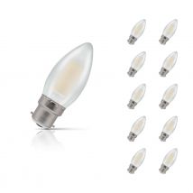 10-Pack Crompton Candle LED Light Bulbs B22 4.2W (40W Eqv) Dim Warm White Pearl Filament Bayonet Frosted