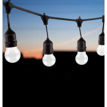 Festoon Light Premium 5m Connectible Outdoor E27 White with 10x LED Golfball Light Bulbs Black