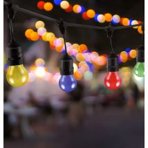 Festoon Light Premium 5m Connectible Outdoor E27 Multi-Coloured with 10x LED Golfball Light Bulbs Black