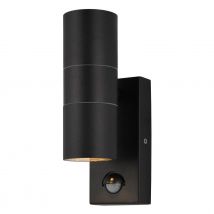 Zink LETO Outdoor Up and Down Wall Light with PIR Textured Black