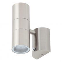 Zink Outdoor Up and Down Wall Light with Dusk Til Dawn Sensor Stainless Steel