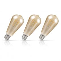 3-Pack Crompton ST64 LED Squirrel Cage Light Bulbs E27 7W (50W Eqv) Dim Extra Warm White Antique Filament Screw Vintage Edison