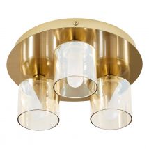 Spa Patras 3-Light Flush Ceiling Light Champagne Glass and Satin Brass