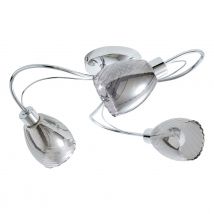 Spa Veria 3-Light Flush Ceiling Light Smoke Glass and Chrome