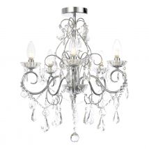Spa Vela 5-Light Flush Chandelier Crystal Glass and Chrome