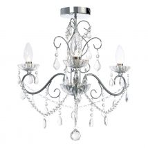 Spa Vela 3-Light Flush Chandelier Crystal Glass and Chrome