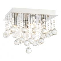 Spa Orlando 4-Light Flush Ceiling Light Crystal Glass and Chrome