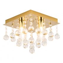 Spa Orlando 4-Light Flush Ceiling Light Crystal Glass and Satin Brass