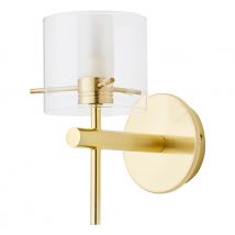 Spa Gene Single Cylinder Wall Light Clear Glass and Satin Brass