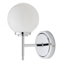 Spa Porto Single Globe Wall Light Opal Glass and Chrome