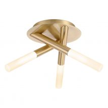 Spa Crux 3-Light Tubular Ceiling Light Frosted Glass and Satin Brass