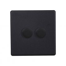 Varilight LED Dimmer Switch 120W 2 Gang Matte Black V-Pro Rotary Urban Screwless