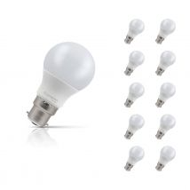 10-Pack Crompton GLS LED Light Bulbs B22 9.5W (75W Eqv) Dim Warm White Opal Bayonet Frosted