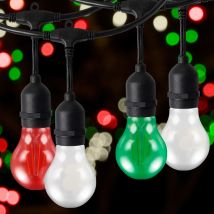 Christmas Festoon Light Premium 5m Connectible Outdoor White, Red and Green with 10x LED GLS